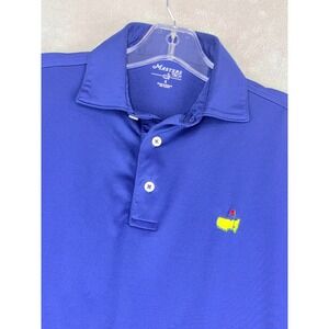 Masters Tech Mens Small Royal Blue Golf Polo Shirt Embroidered Logo Augusta
